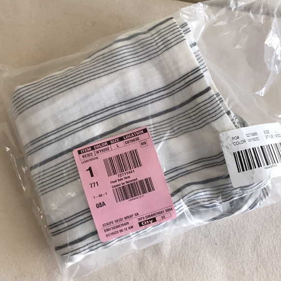 NWT Madewell sz Large Cover up Wrap skirt white blue stripes 100% cotton Summer - Picture 13 of 14